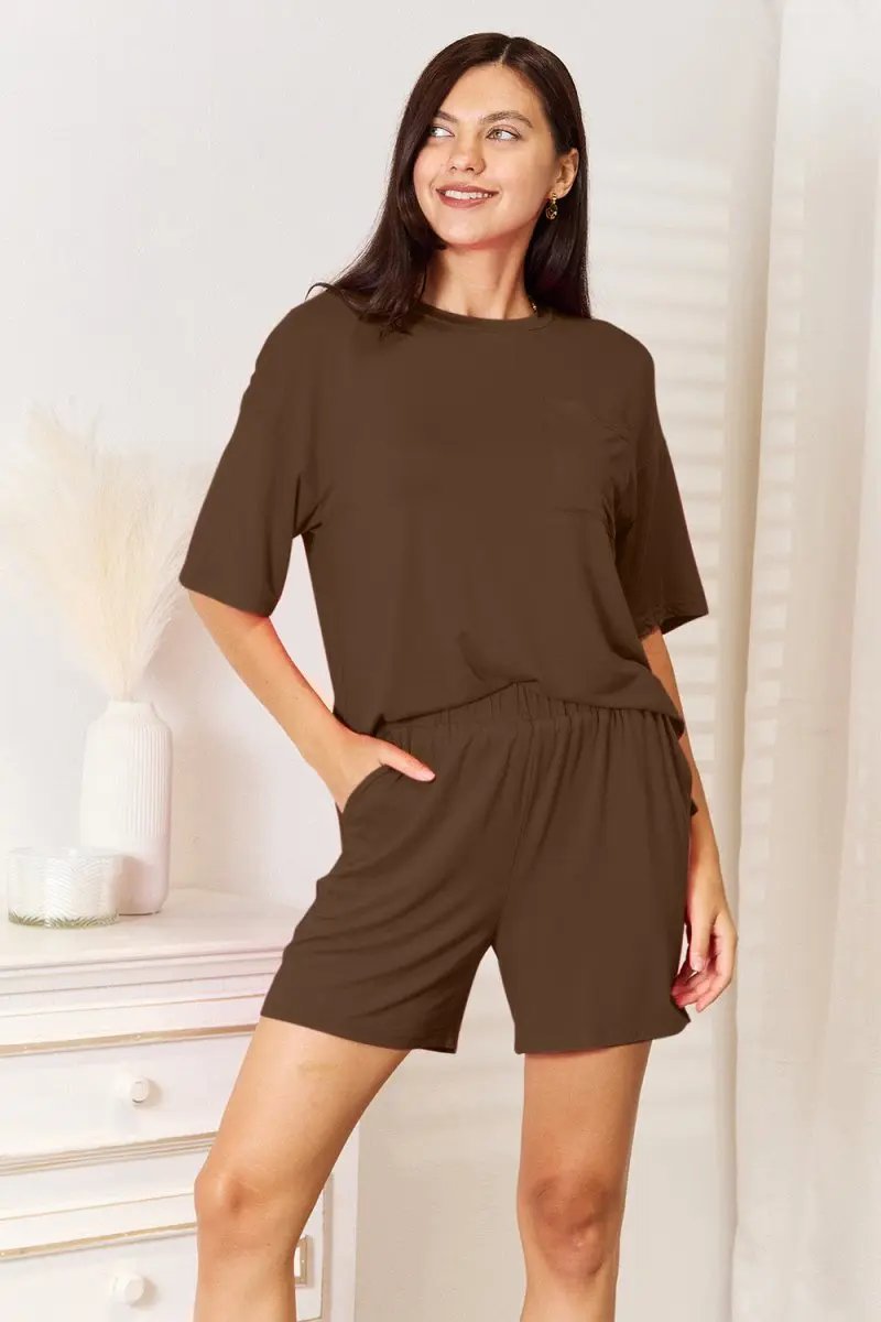 Basic Bae Full Size Soft Rayon Half Sleeve Top and Shorts Set - Love Salve